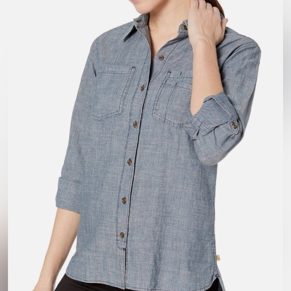 Carhartt Fairview Solid Shirt Cotton Chambray Button Front Long Sleeve Size S